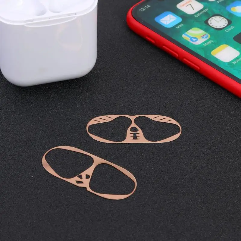 Внутренняя металлическая Пылезащитная наклейка для Apple AirPods чехол внутренняя накладка