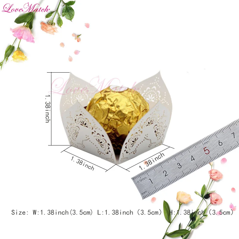50 шт./лот с цветами лазерной резки точка моноблок Baby Shower коробка конфет свадебный