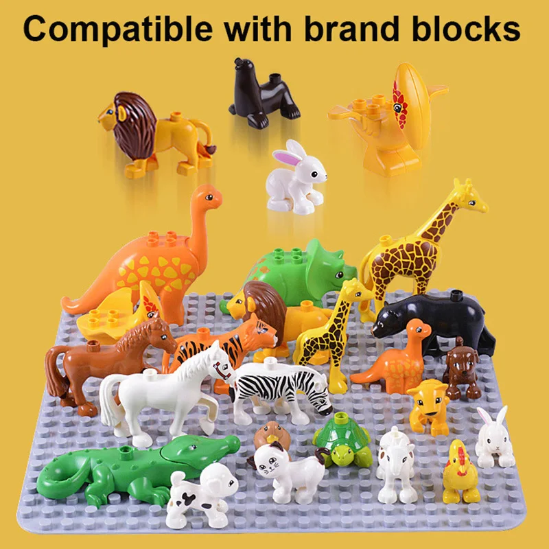 Большие модели животных строительные блоки Совместимые слон лев лошадь детские