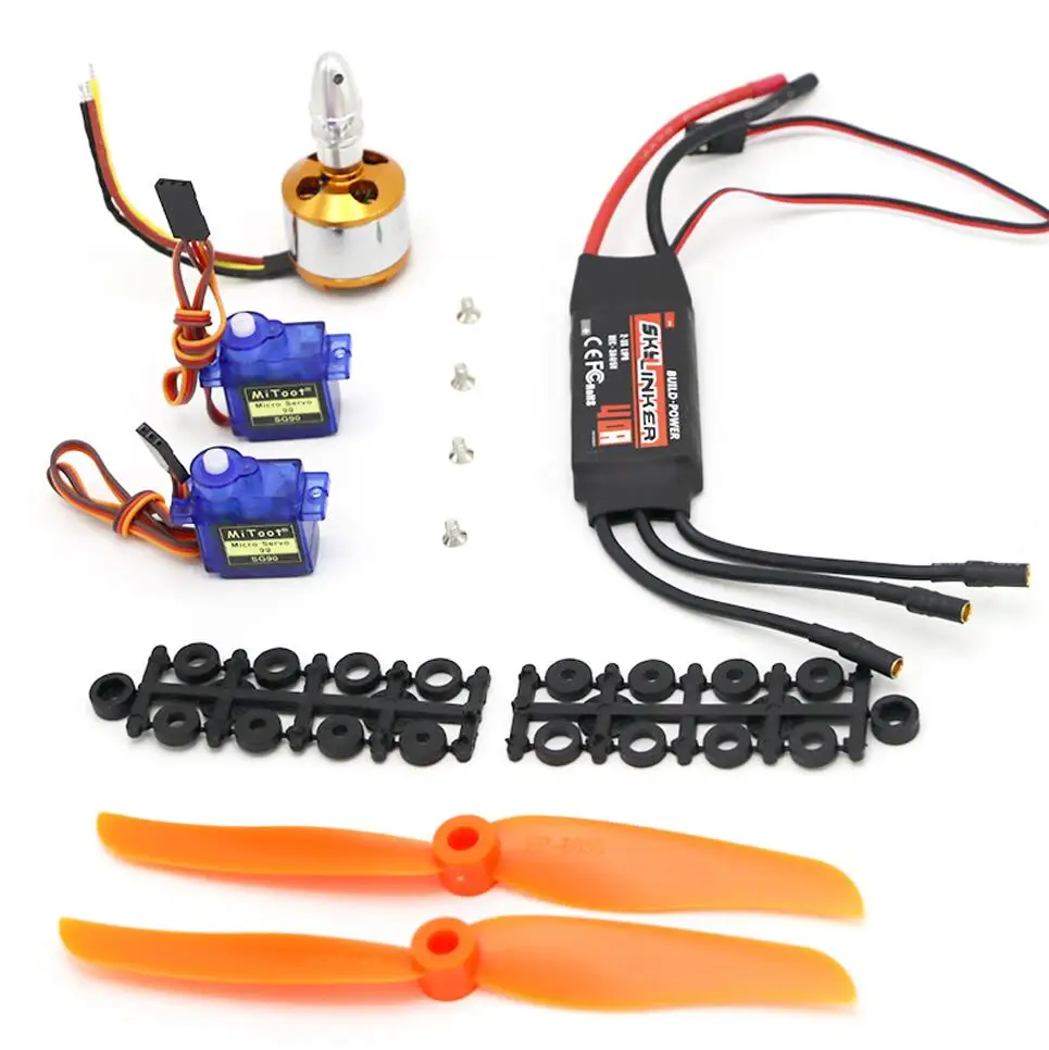 A2212 2212 2200KV бесщеточный двигатель 30A ESC/Skylinker BLHeli 40A ESC SG90 Servo 6035 опора для радиоуправляемого вертолета с фиксированным крылом - Цвет: With 40A ESC