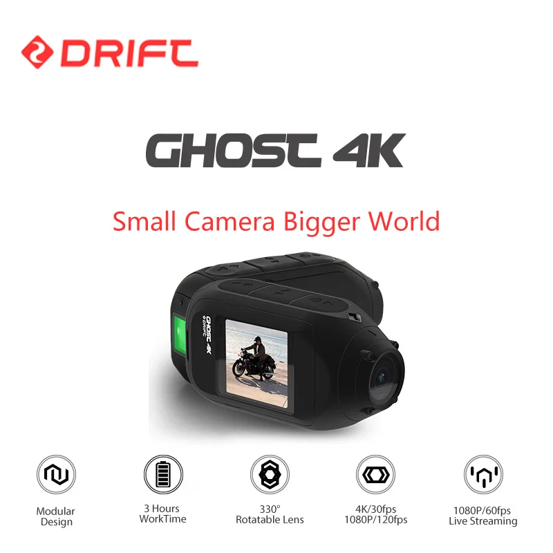 Drift Ghost 4K Спортивная экшн-камера для мотоцикла, велосипеда, крепления на шлем, камера с Wi-Fi сенсорным ЖК-экраном, Bluetooth, дистанционное управление