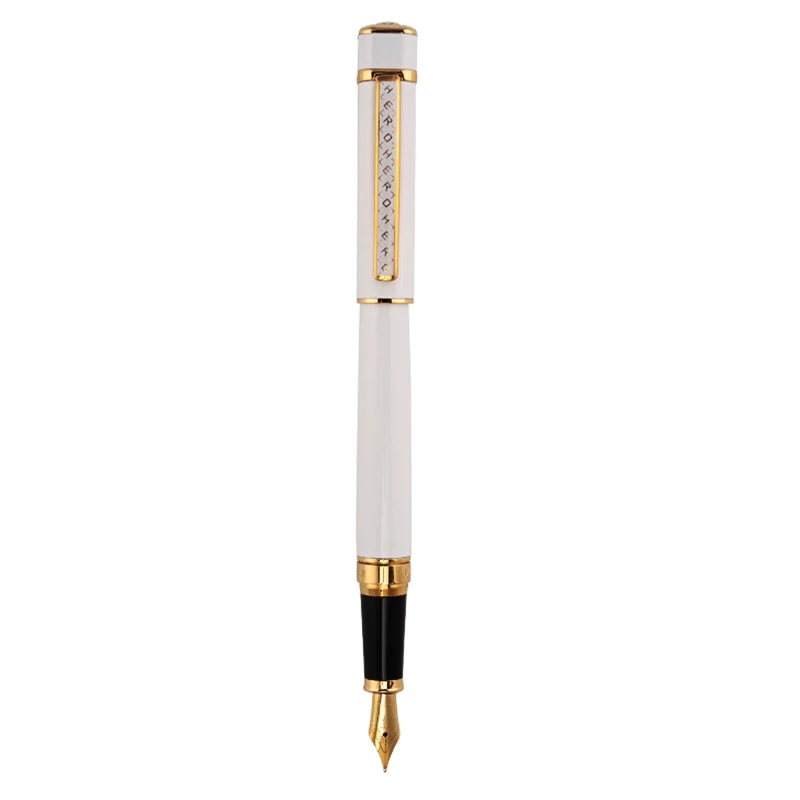 Only One Pen-White Hero 979, квадратная крышка, металлическая авторучка, золотые пластины, зажим, Иридиевый тонкий наконечник, 0,5 мм, модная ручка для письма, для офиса, бизнеса - Цвет: Only One Pen-White