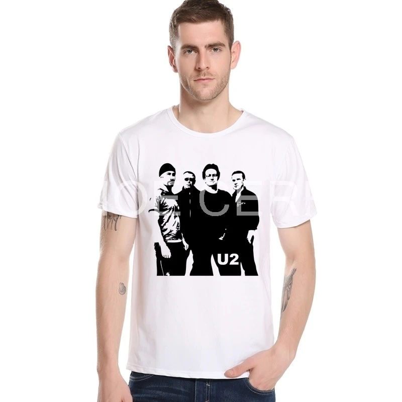 Новинка года, U2, летняя мужская футболка с короткими рукавами, Повседневная модная футболка с рисунком, Приталенная футболка, мужские футболки с круглым вырезом, M26-12
