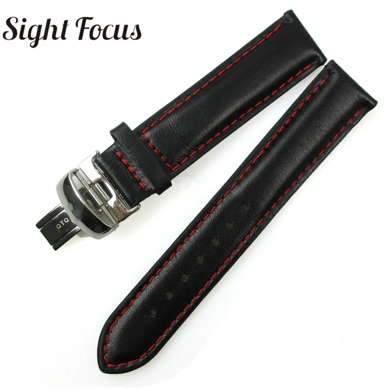 19mm 20mm Red Stitched Leather Strap for Tissote 1853 Band Starfish Series Butterfly Buckle Men's Watchband Bracelet Wrist Belts