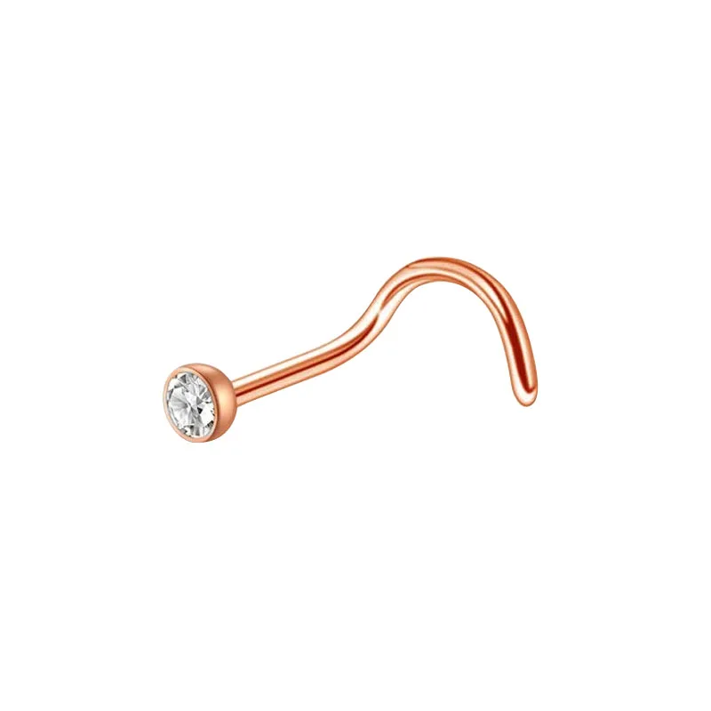 rose gold 1 шт. маленький нос шпильки для пирсинга L Форма Нос Кольца, титановые, стальные кубического циркония, бижутерия для пирсинга, 2 цвета для Для женщин/Для мужчин - Окраска металла: rose gold