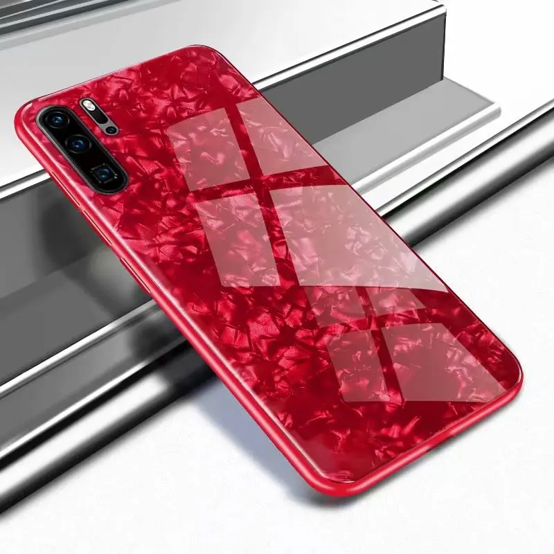 red YueTuo шикарный стеклянный мраморный чехол для huawei p20 p30 pro lite p30pro p20pro роскошный чехол Защитный чехол для задней панели телефона etui - Цвет: red