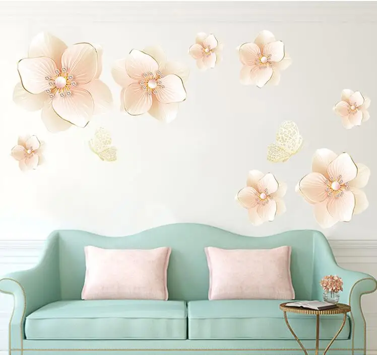 Романтический цветок 3D Wallpaer виниловые настенные наклейки DIY гостиная спальня
