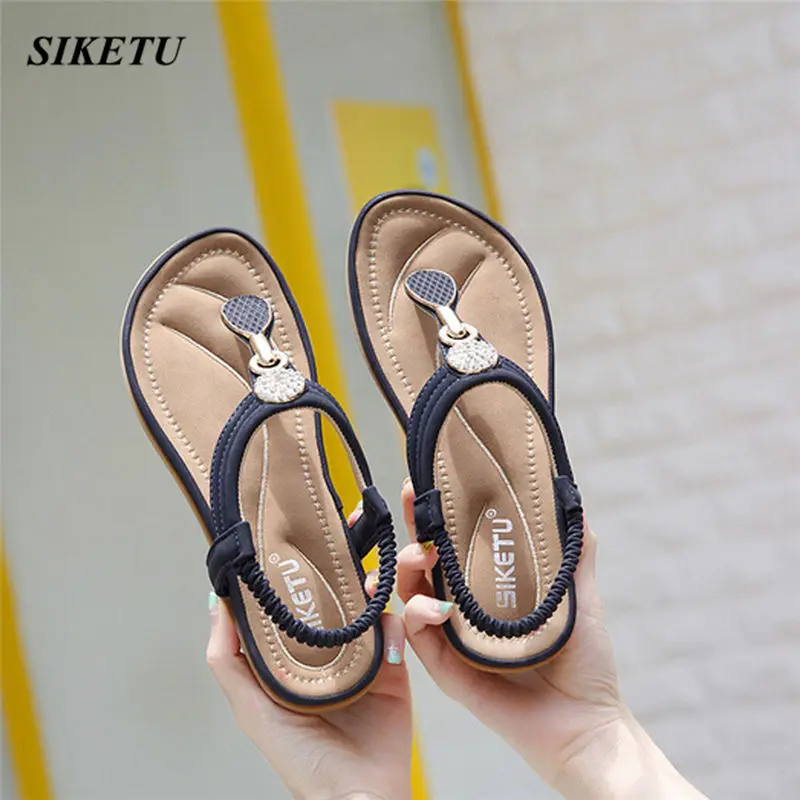 Summer Women Bohemian national style Fashion Flat Large Size Casual Sandals Beach Shoes Gladiator Rome shoes woman @W | Обувь