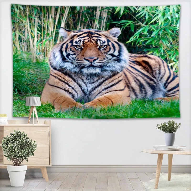 

Custom tiger Tapestry Wall Hanging For Party Decorations Art Home Decor Beach Towel Blankets Customized