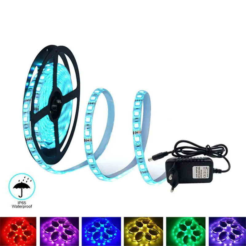 5 м 10 Светодиодная лента SMD 5050 12 в 60 светодиодов/м не водонепроницаемая гибкая RGB +