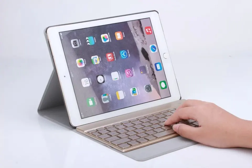 Для iPad Air 2 6 Съемная 7 видов цветов подсветка Беспроводная bluetooth клавиатура с