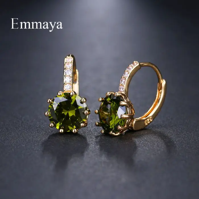 green EMMAYA серьги-гвоздики модные блестящие серьги AAA CZ для женщин элемент подарки Chea заводская цена - Окраска металла: green