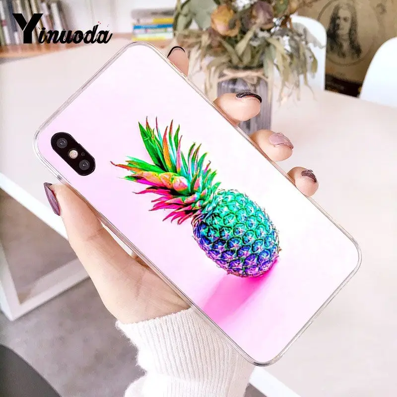 Цветной розовый Золотой ананас мягкий чехол для телефона iPhone X XS MAX 6 6S 7 7plus 8 8Plus 5 5S
