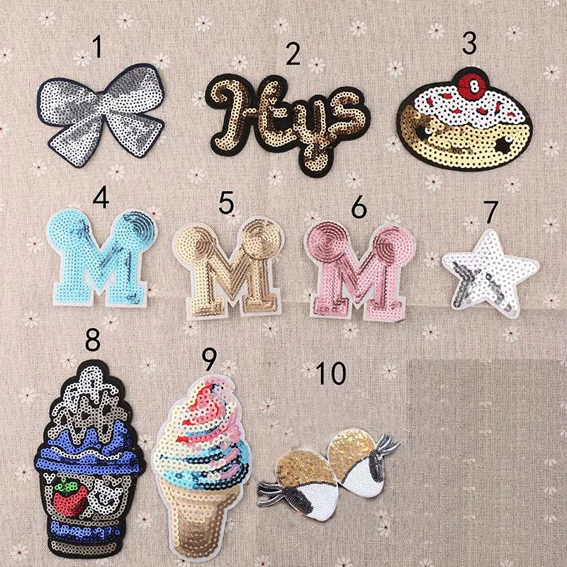 Мультяшные нашивки с надписью бантом мороженым блестками искусственными Милая
