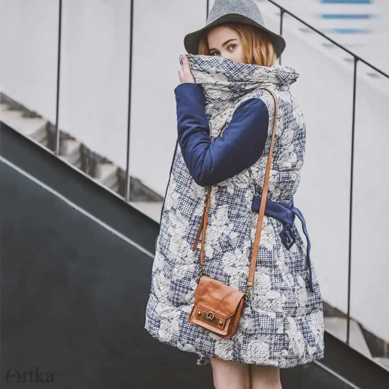 Просвет ARTKA зима для женщин Винтаж печати Стенд воротник три четверти рукав