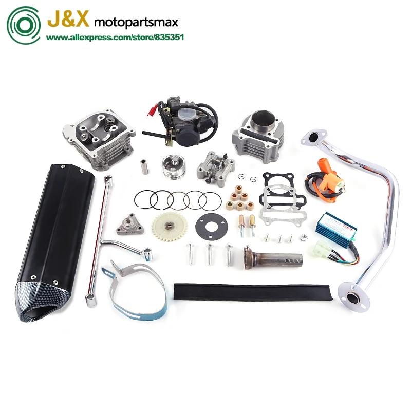 GY6 50 80 100 137QMA QMB139 4-тактный цилиндр комплект головки гоночный выхлопной CDI катушки