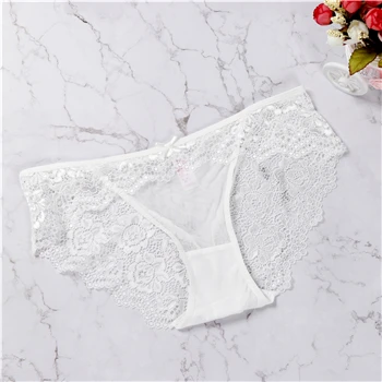 Большие размеры XL, женские трусики, ультратонкое нижнее белье, низкая посадка, прозрачные кружевные сексуальные трусики, дышащее нижнее белье - Цвет: style 1 white
