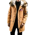 Новинка Зима 2020 модное эксклюзивное хлопковое однотонное мужское повседневное длинное пальто с капюшономТолстая Теплая мужская куртка с меховым воротником