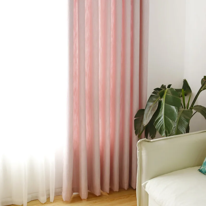 CITYINCITY Stripe Blackout Home Decor Curtain For Living room Drape Princess style Faux linen pink Curtains for Bedroom Rideaux | Дом и сад