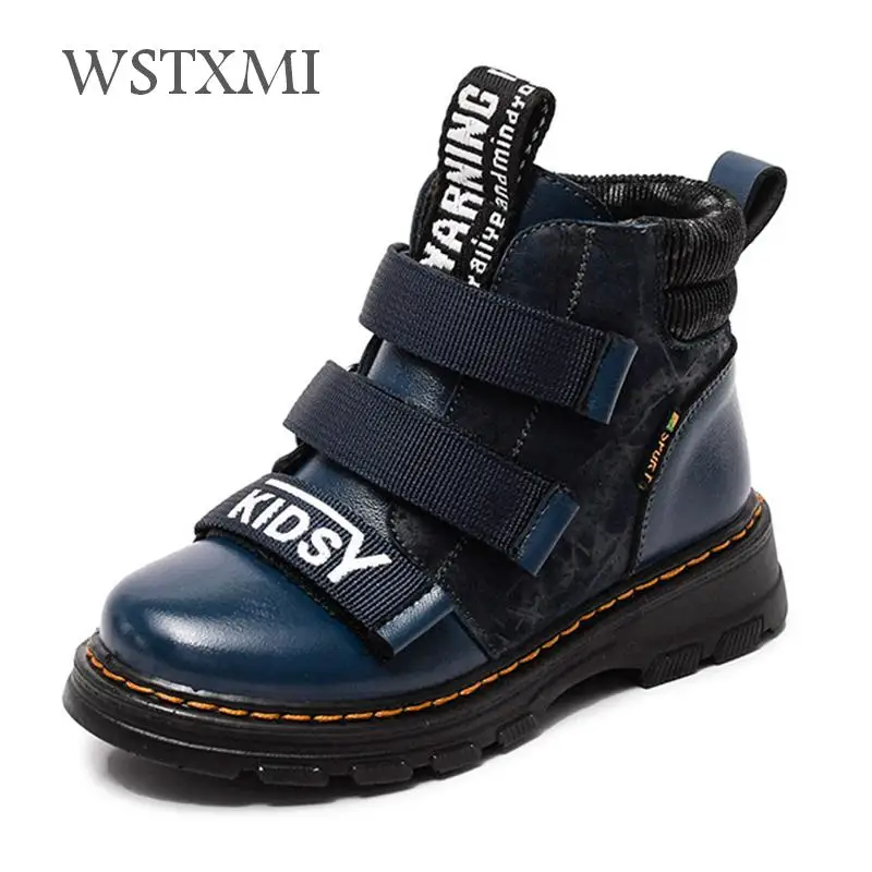 Winter Boys Boots Children Shoes Genuine Leather for Sneakers Ankle Martin Plush Warm Rubber Non-slip Kids Snow |