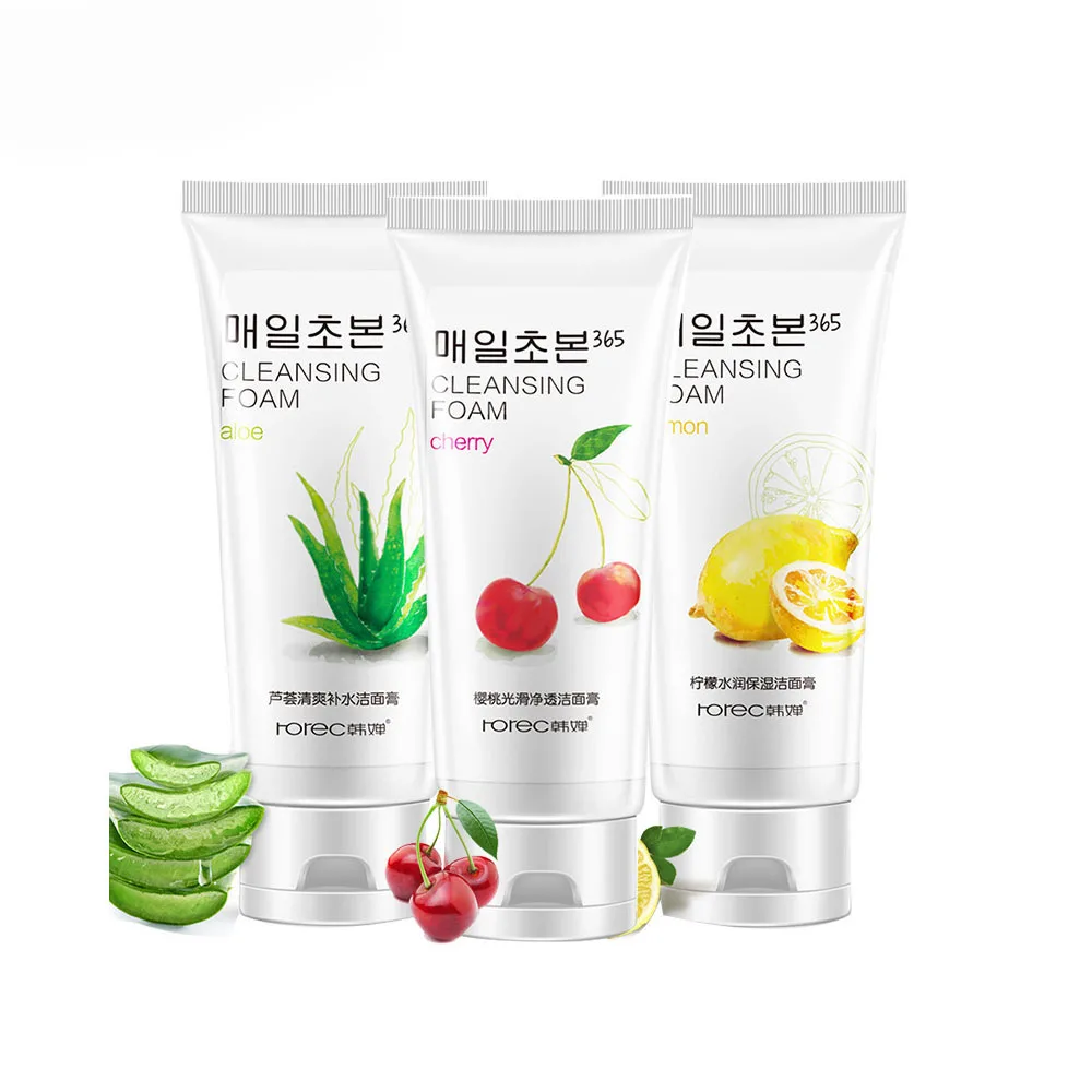 

1PCS Aloe Cherry Lemon Cleansing Foam 120ml Cleanser Face Care Deep Cleansing Skin Care Oil Control Moisturizing Facial Cleanser