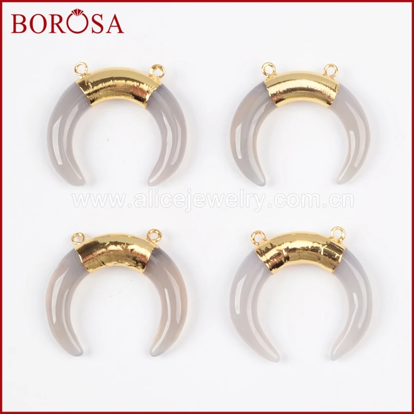 BOROSA Druzy 1 шт. Tribal OX Horn золотой цвет серый соединительный элемент из агата модный