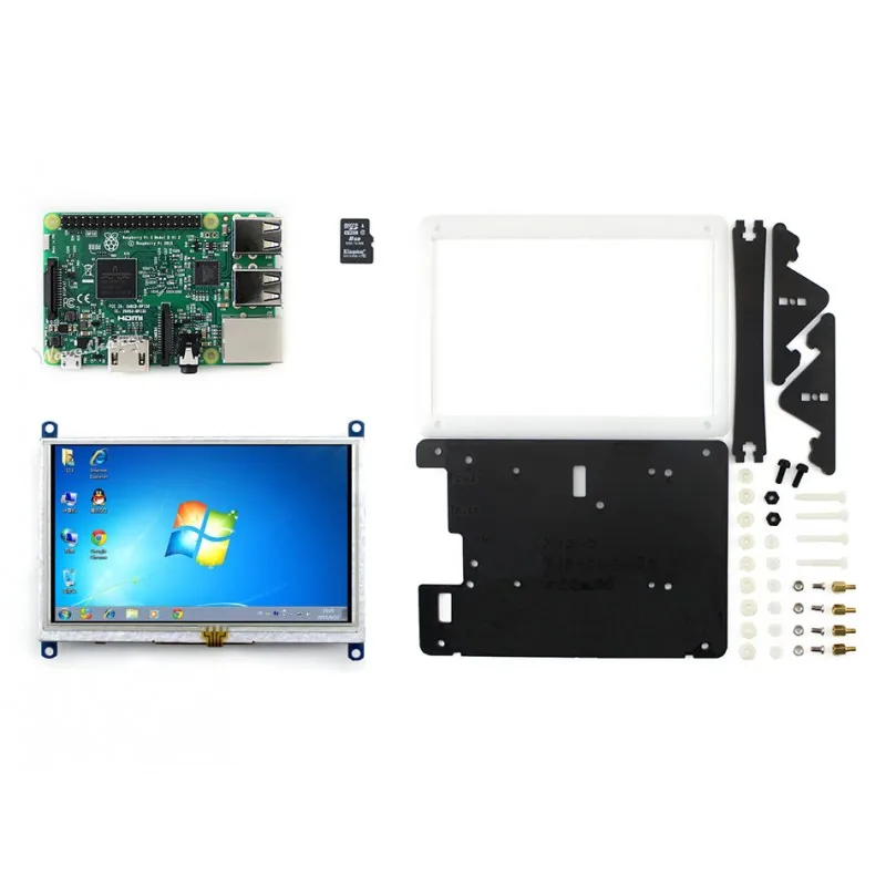 Raspberry Pi посылка E 3 Модель B + 5 дюймов HDMI ЖК-дисплей (B) биколор чехол 16 ГБ SD карта
