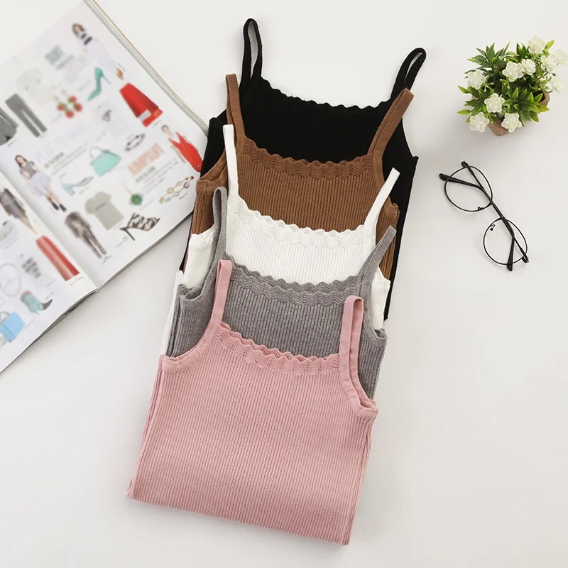 Сексуальные трикотажные топы ropa mujer Летний Топ для женщин топы на бретельках