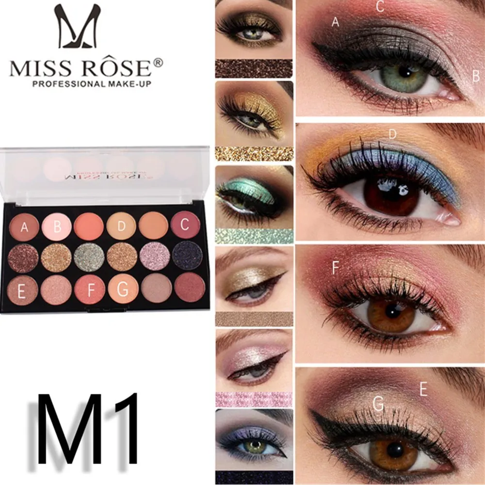 MISS ROSE 18 цветов матовые блестящие тени для макияжа Палитра Пигмент телесного