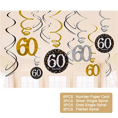 Plastic Spiral 60 Два кольца в одном, 12 шт./набор, 18 Вт, 30 Вт/40/50/60 лет Пластик спиральный орнамент 5 шт. конфетти Корона латексных воздушных шаров для День рождения украшения - Цвет: Plastic Spiral 60