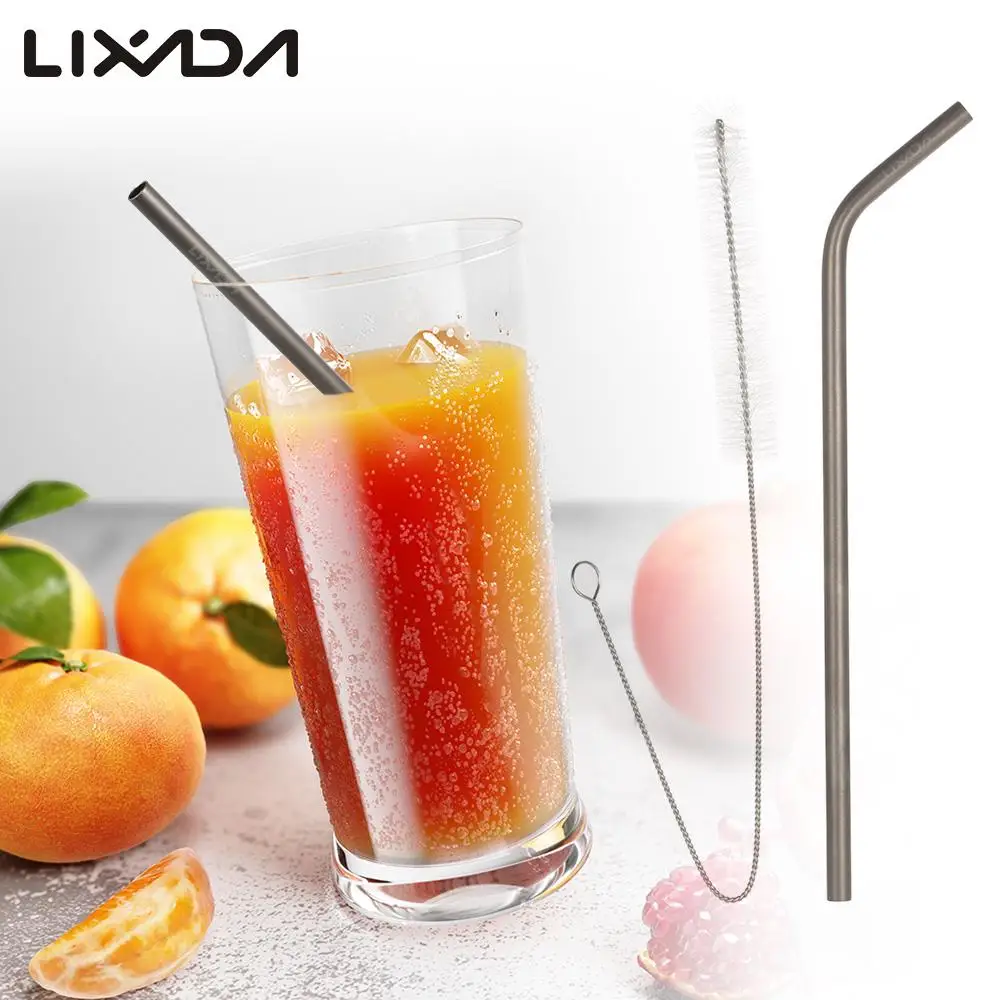 Lixada прямой/изогнутый соломинки титана многоразовые Коктейльные трубочки для