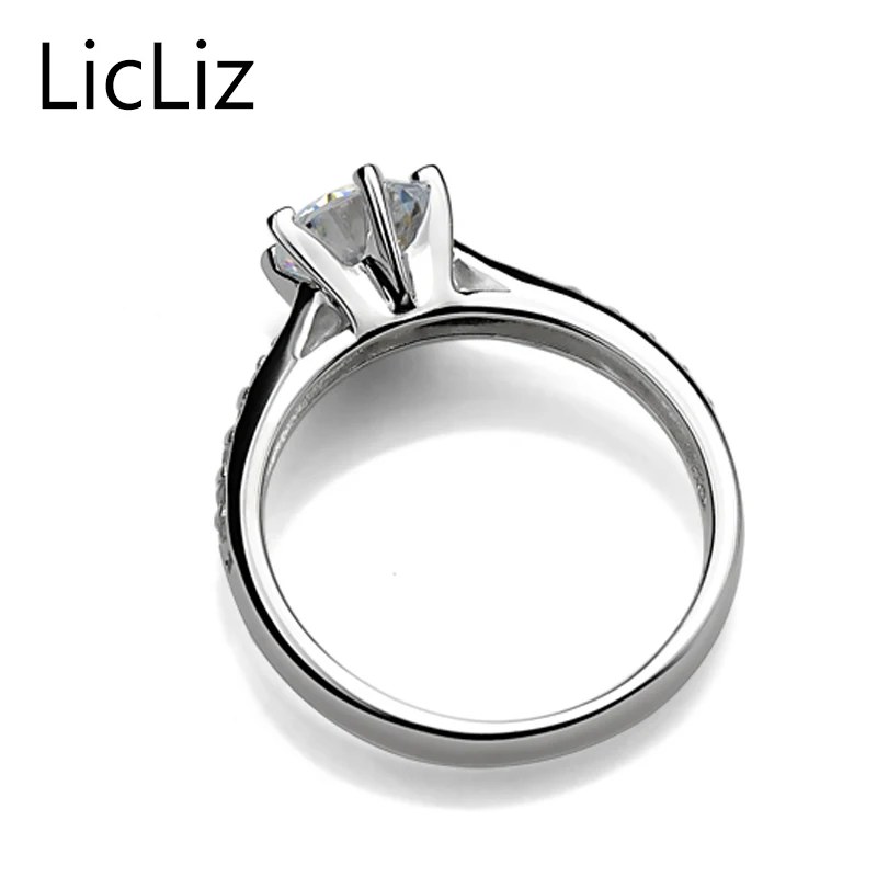 Женское серебряное кольцо LicLiz 925 пробы обручальное с кубическим цирконием для