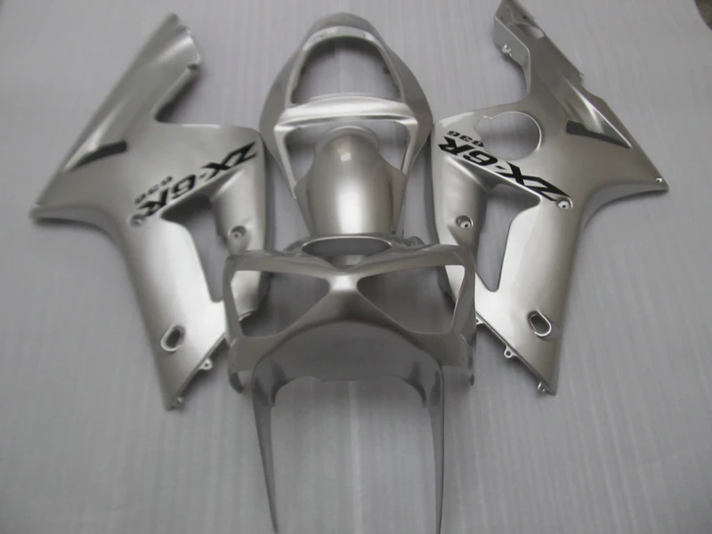 

Injection molding Fairing kit for Kawasaki NINJA ZX6R 2003 2004 ZX-6R 03 04 all silver ABS bodywork fairings set HK26