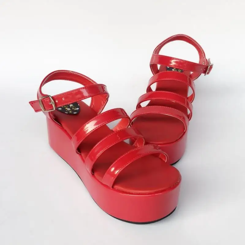 

Princess sweet lolita shoes Summer fashion and casual Harajuku thick sole shoes zipper Wooden shoe sole women sandals an1357