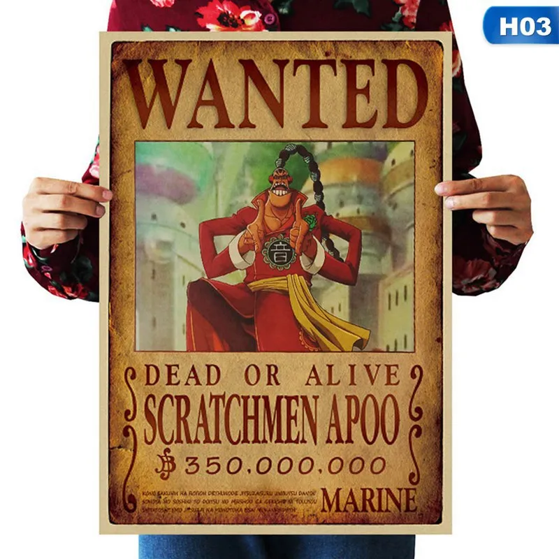 Цельная бумага с покрытием плакаты Luffy Wanted мультфильм фильм крафт-бумага хотел плакат стикер для украшения стен