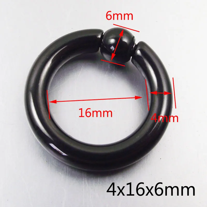 4x16x6mm Большие размеры, черные круглые штанги из нержавеющей стали, кольцо для носа, губ, бровей, пирсинга, ювелирные изделия CBR Tragus Helix, серьги - Окраска металла: 4x16x6mm