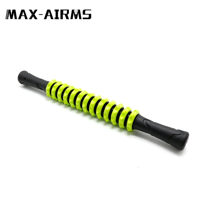 Maxairms 18 дюймов для тренажерного зала массажный ролик для йоги палка для мышц тела Расслабляющий массаж инструмент валик для мышц палочки с круглым шаром - Цвет: Зеленый