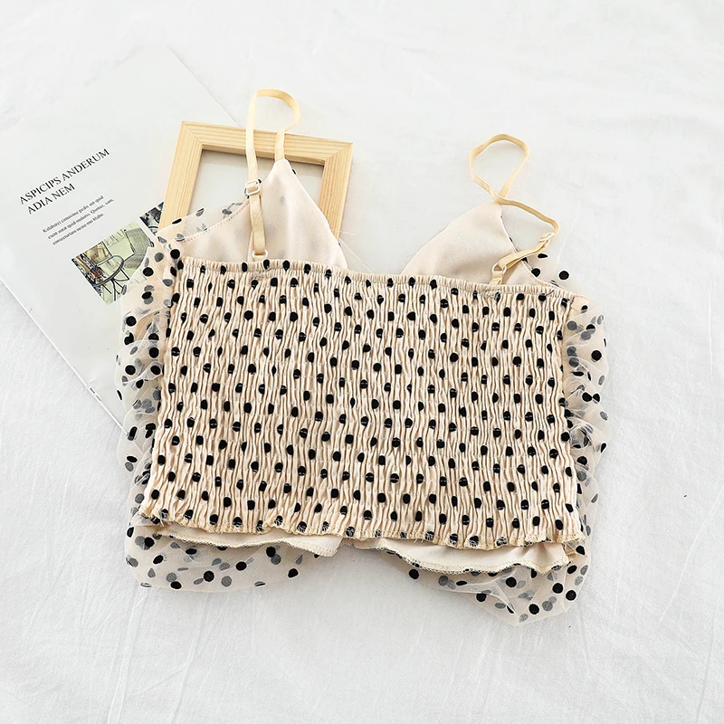 2019 new fashion women's vest dot short mesh gauze camis Summer H703 | Женская одежда