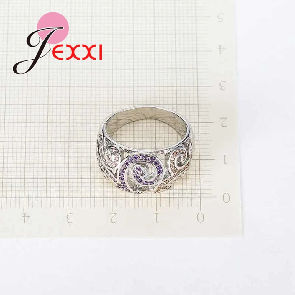 Fashion Hollow Ring 3 Color Micro CZ Crystal Paved 925 Sterling Silver Jewelry For Women Girls Best Gift Bague Bijoux | Украшения и