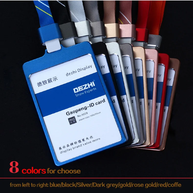 

100*70mm Colorful Metal Badge Holder Plus Style Card Case with Lanyard, LOGO Custom, Al Alloy Holders Exhibition Supplies
