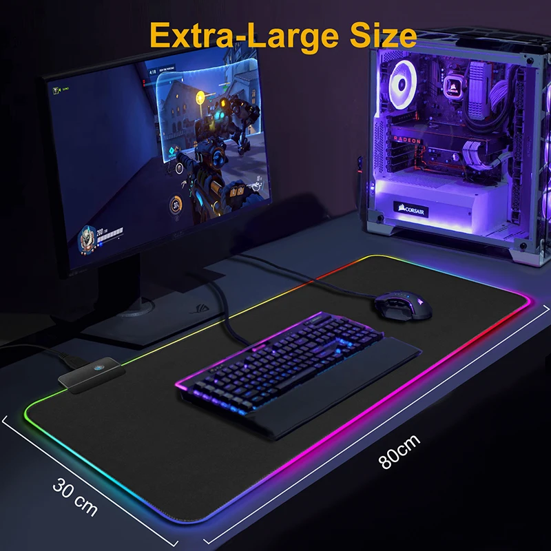 Игровой коврик для мыши, компьютерный коврик для мыши, большой RGB коврик для мыши, геймер, XXL, коврик для мыши, большой коврик для мыши, ПК, настольный игровой коврик с подсветкой