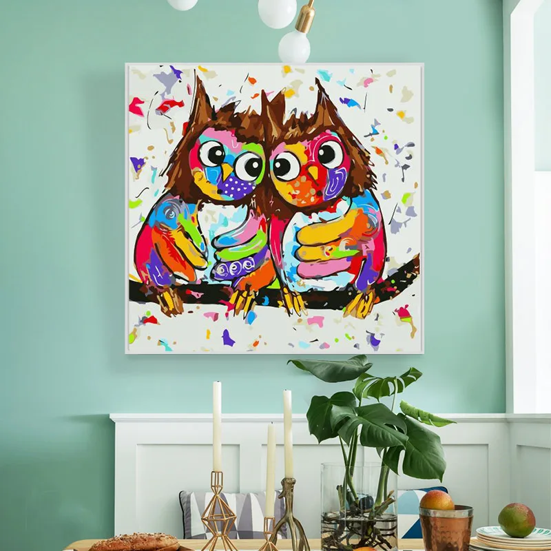 ROYALDREAM Painted Owl Animals Abstract Painting Diy Digital By Numbers Modern Wall Art Picture For Home Artwork | Дом и сад