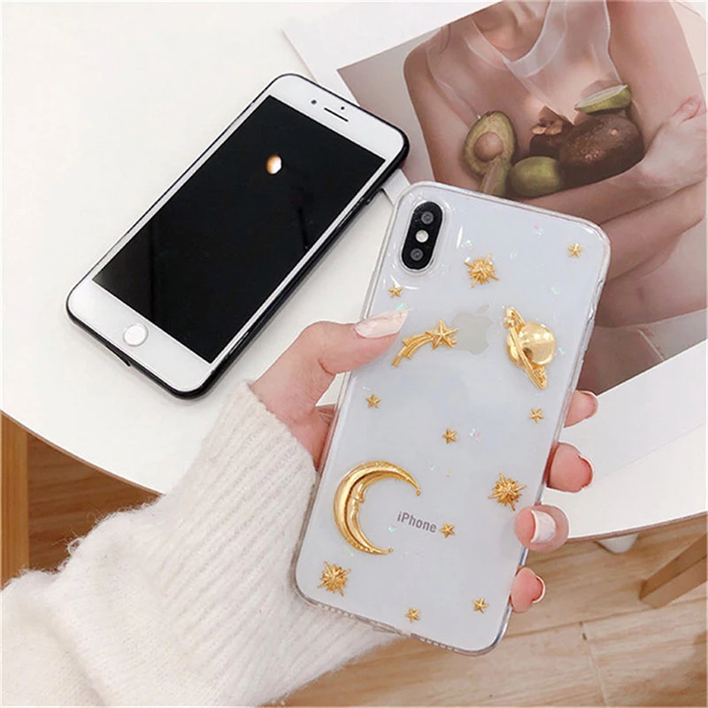 Чехол для телефона блестящая космическая планета звезда Coqu iPhone XR XS MAX мягкий