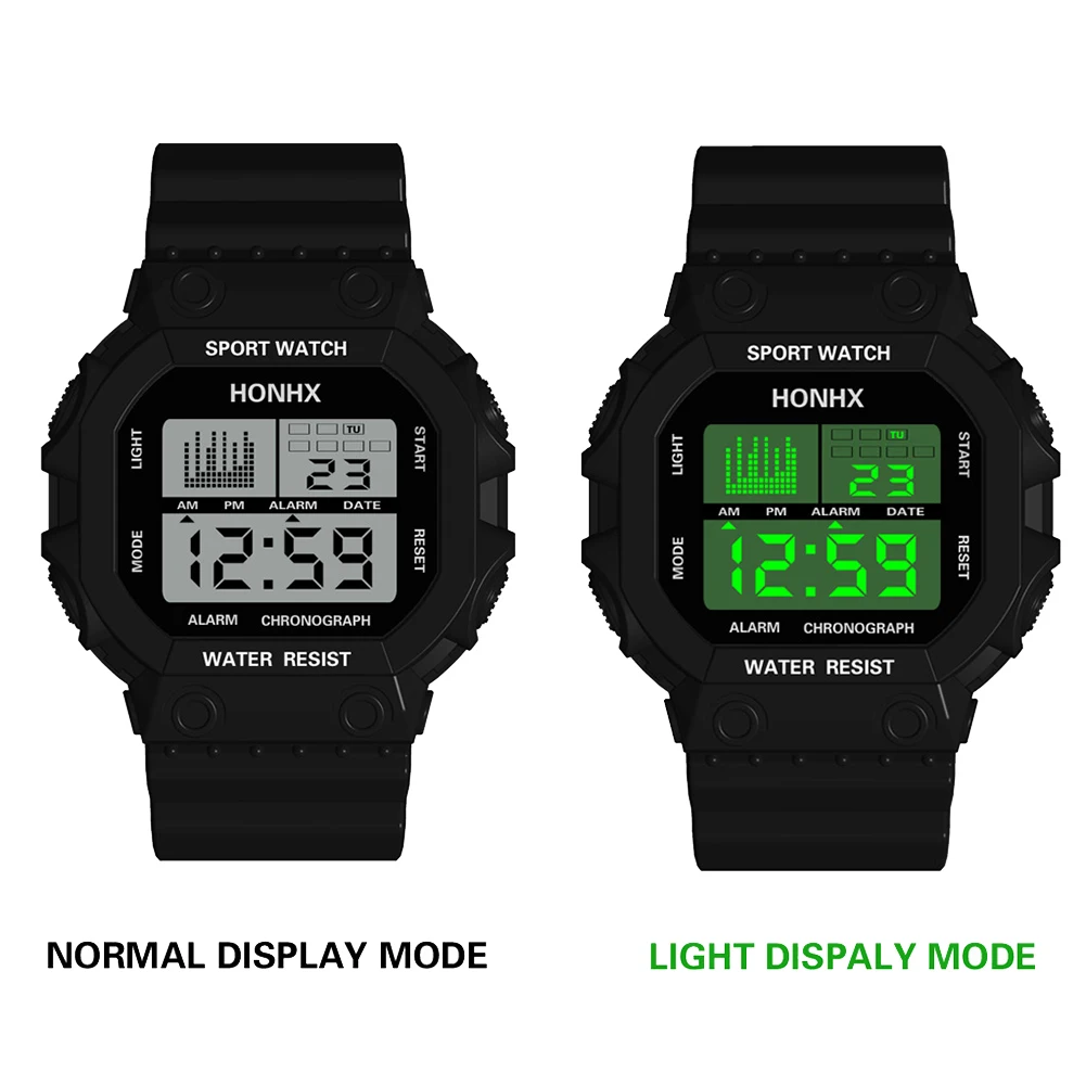 Спортивные водонепроницаемые цифровые наручные часы унисекс с будильником