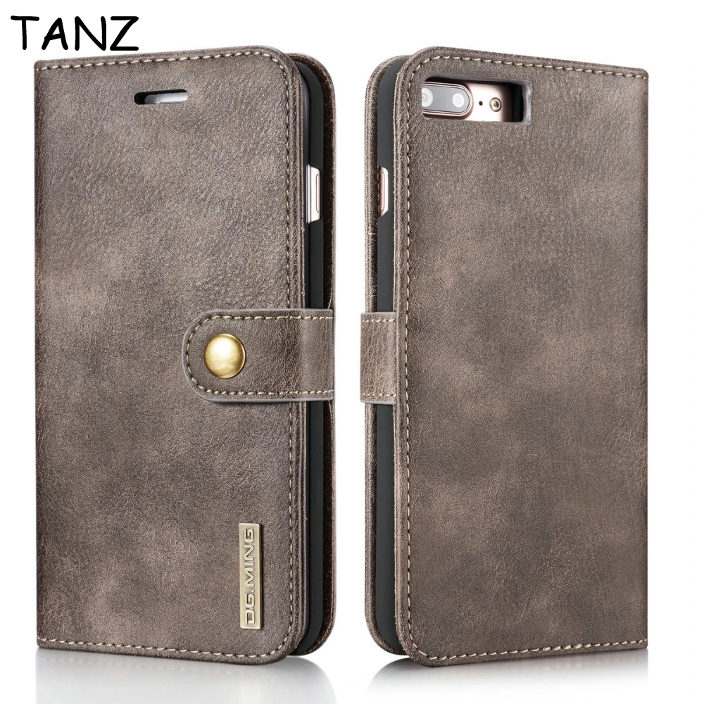 TANZ Luxury 2in1 Wallet Leather Phone Case For iPhone 6 6s 7 plus 5 5s Detachable Magnetic Cover Multi-function Card Holder |