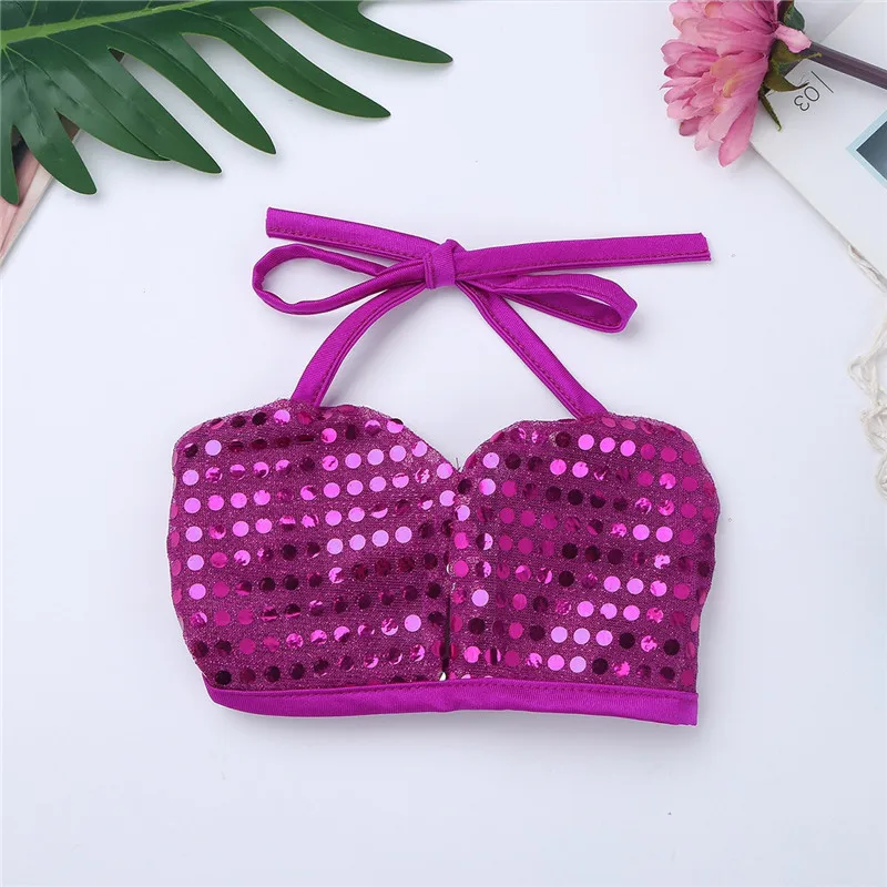 2PCS Kids Girls Mermaid Swimsuit Tops with Tail Bikini Swimwear Girl Bathing Suit Princess Costume Shiny Halter Bra | Спорт и
