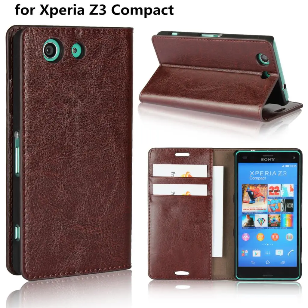 Роскошный чехол-кошелек Z3 Compact bag для Sony Xperia D5833 Премиум кожаный чехол откидной