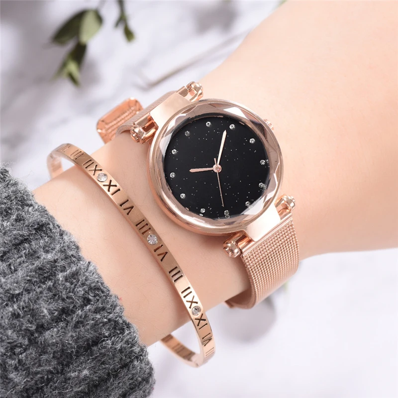 Little Woman Watches Silver Watchband Ladies wristwatch Fashion Casual Quartz Clock Crystal Diamond Starry Female Good T | Наручные часы