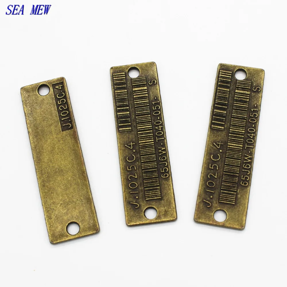

SEA MEW 15*52MM antique bronze Color vintage style square bar code word plate carve connector charms diy jewelry 30 PCS hm920