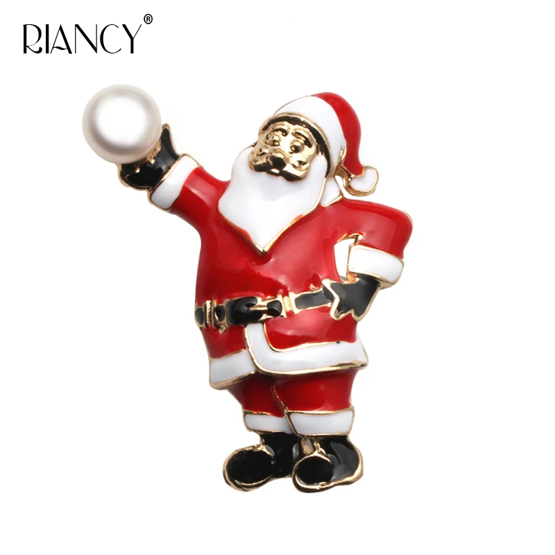 

New European and American style fashion Christmas series pearl brooch, santa brooch